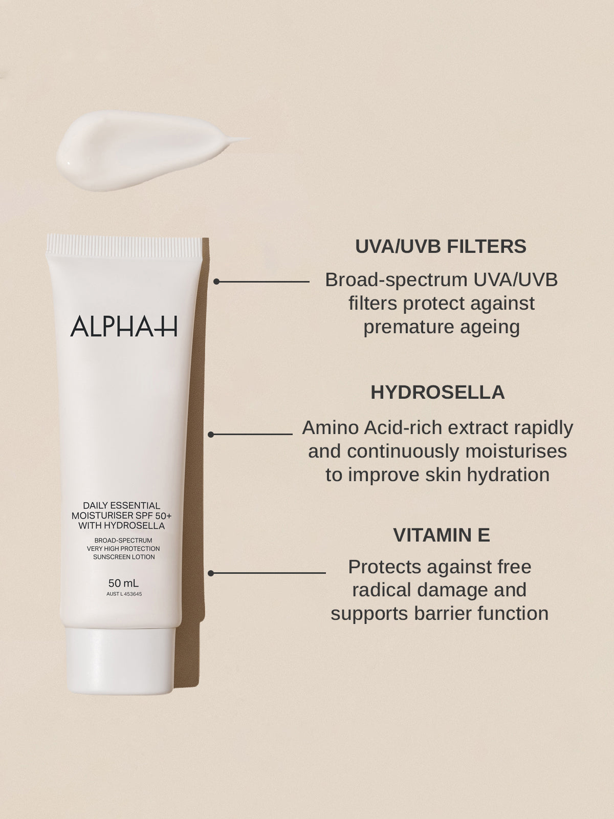 Daily Essential Moisturiser SPF50+ With Hydrosella™